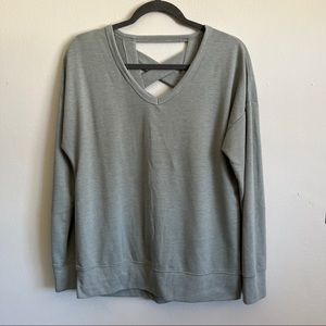 Balance Collection | Sage Green Semi-Open Backed Long Sleeve Tee